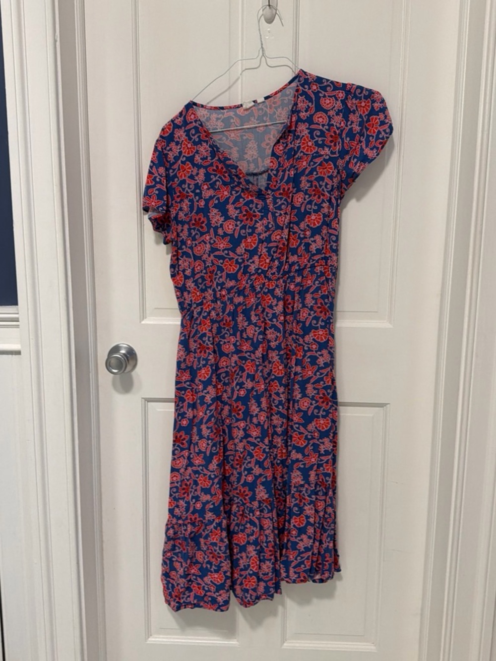 GAP Navy Midi Dress with Coral Floral Print